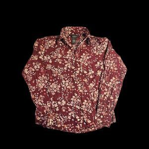 Van Heusen Burgundy Floral Button Down Shirt